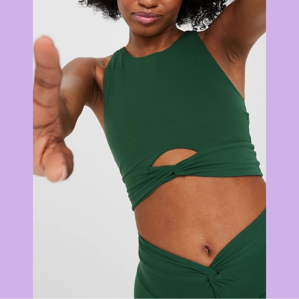 Aerie Green Twist Front Crop Top
